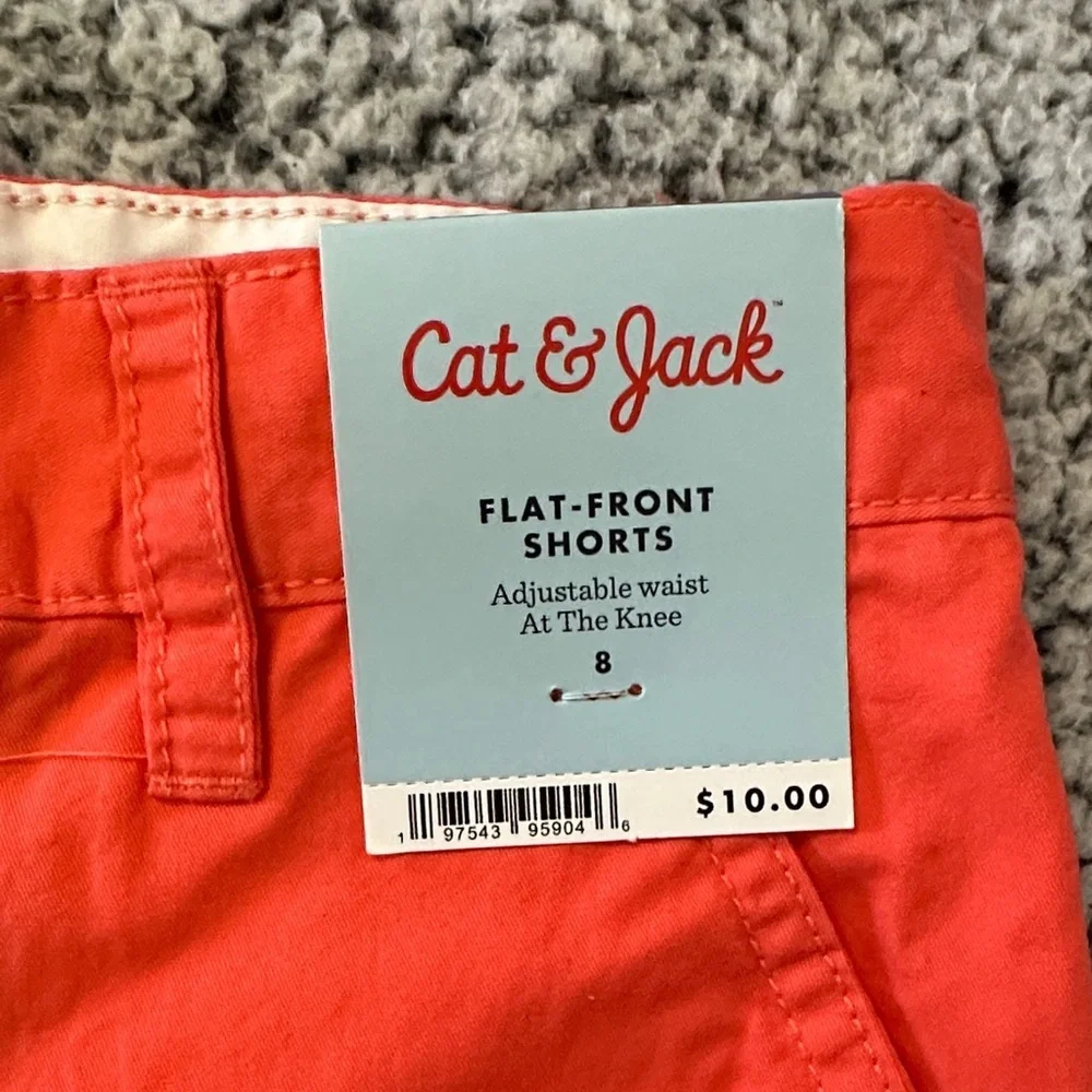 Cat & Jack Coral Orange boys Flat Front Shorts size 8